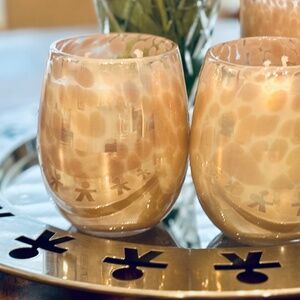 Luxury Scented Candle in a Unique Pink and Pearl animal print Handblown vessel